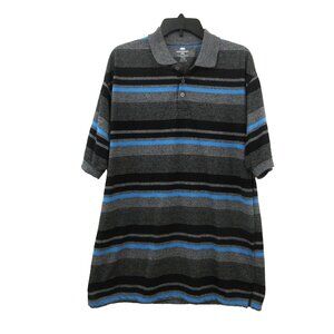 Red Rhino Mens Polo Shirt 2XL Short Sleeve Collared Black Striped Cotton Blend